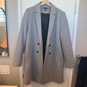 Zara Light Gray Double-Breasted Pea Coat